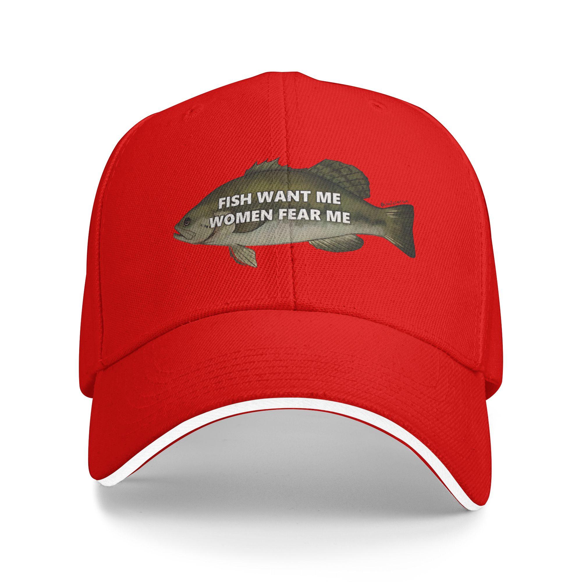 

Fish Want Me Women Fear Me Sun Baseball Cap Summer Unisex-Teens Custom Trucker Hat High Quality Trendy Kpop Rock Baseball Caps One Size красный