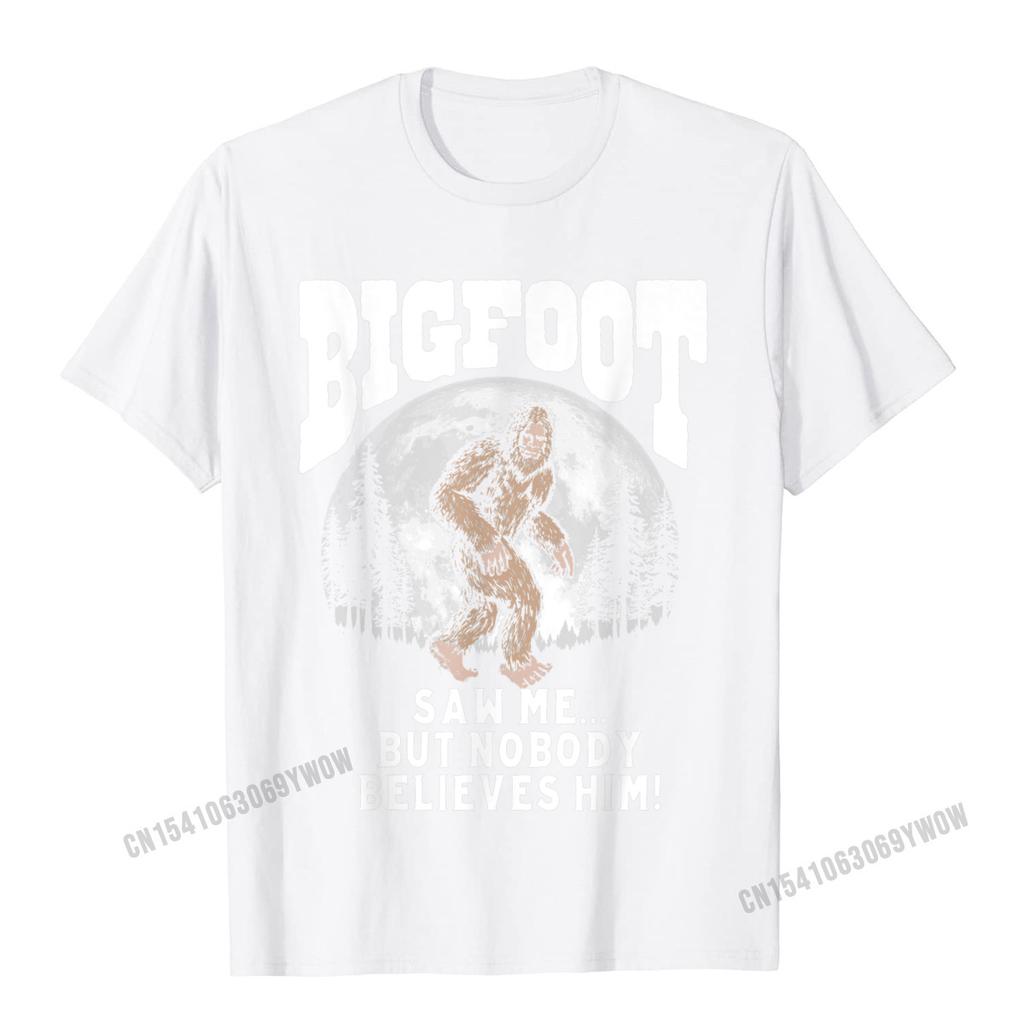 Bigfoot Saw Me But Nobody Believes Funny Sasquatch Moon TShirt Camisas Unisex Cool Tops Tees Cotton Unisex Top TShirts Oversized