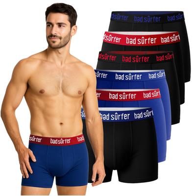 Bad Surfer Men's Boxer Briefs Set Cotton Mix Logo 6 Pieces
