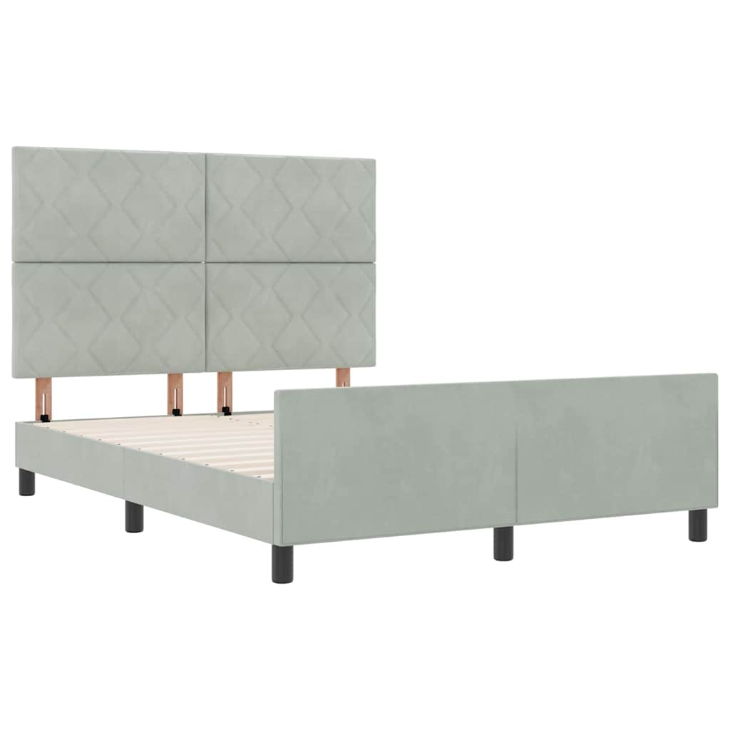 Box Spring Bed with Headboard Light Grey 140 x 200 cm Velvet