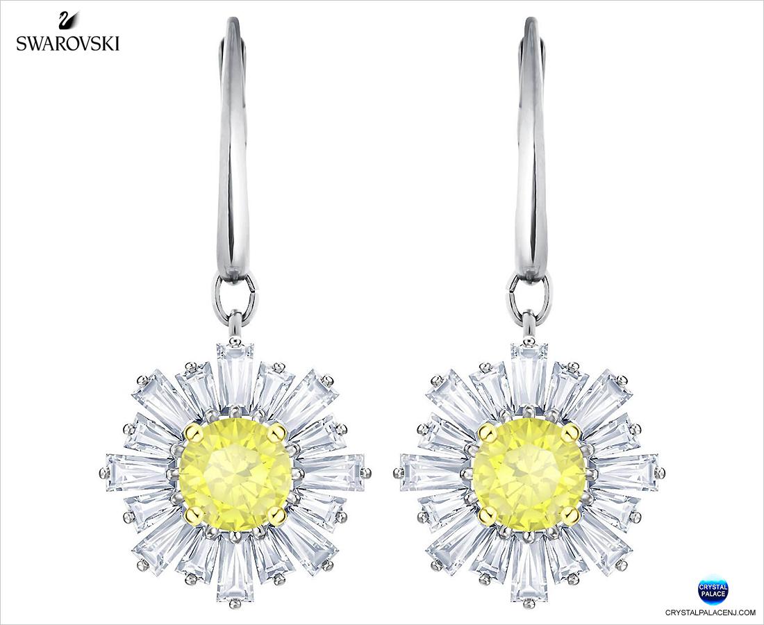 Swarovski Sunshine Pārdurtie Auskari Balts Rodija
