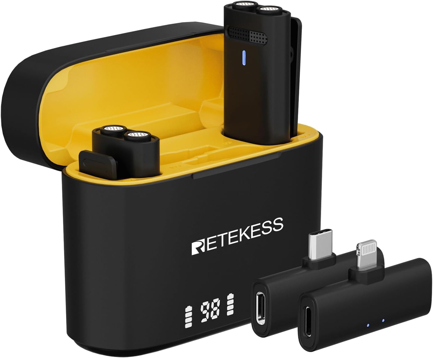 

Беспроводной петличный микрофон Retekess TG103 (2 Микрофона + 2 Приемника), Накладной, Совместимый с AndroidiOS, Шумоподавление ИИ, Двунаправленный,