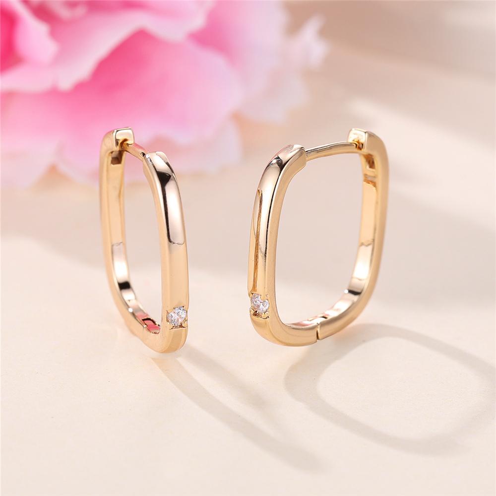 Orecchini a cerchio quadrati trendy in zircone bianco cristallo per donna, colore oro vintage, gioielli da sposa