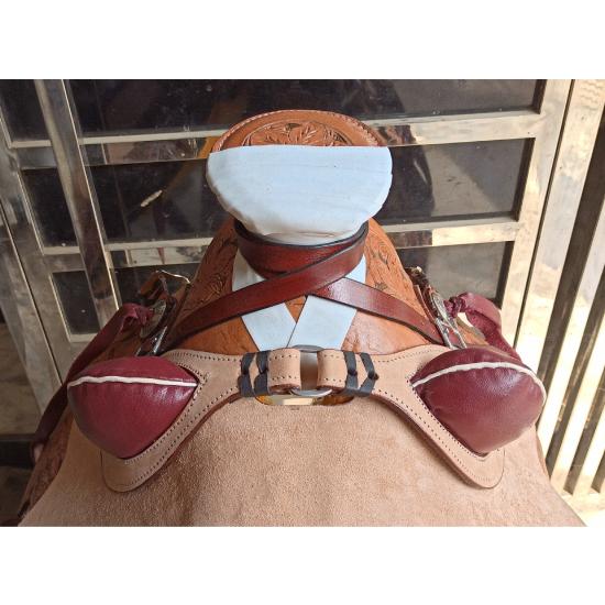 Rough Out Western Leather A Fork Wade Tree Roping Ranch Saddle