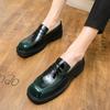 22 New Large Size Square Head Patent Leather Glossy Heightening British Casual Hairstylist Big Head Shoes