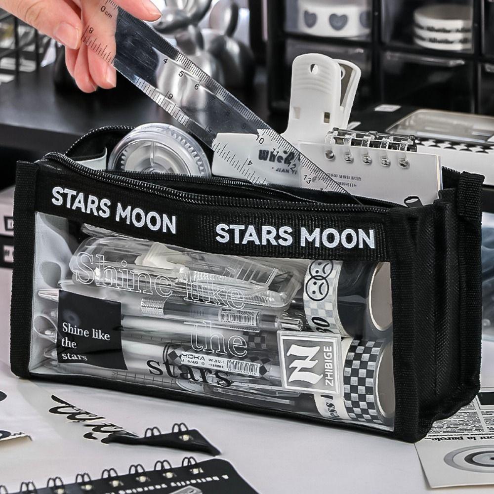 Triangle Stationery Storage Bag Three-dimensional Transparent Zipper Pouch Stationery