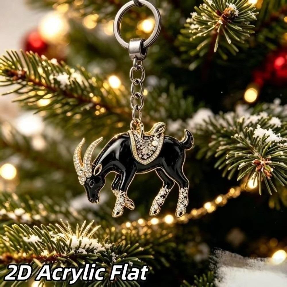 Ornate Goat Key Ring Acrylic Goat Bag Charm New Year Gift Goat Keychain Festive Occasions