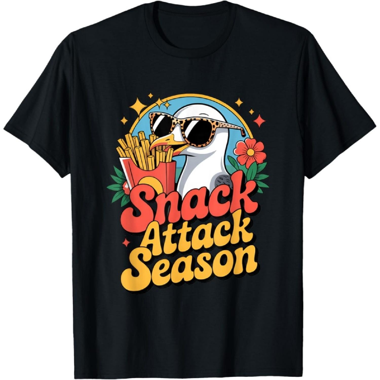 

Snack Attack Season Seagull Fries Sunglasses Fun T-Shirt XXXXXL чорний