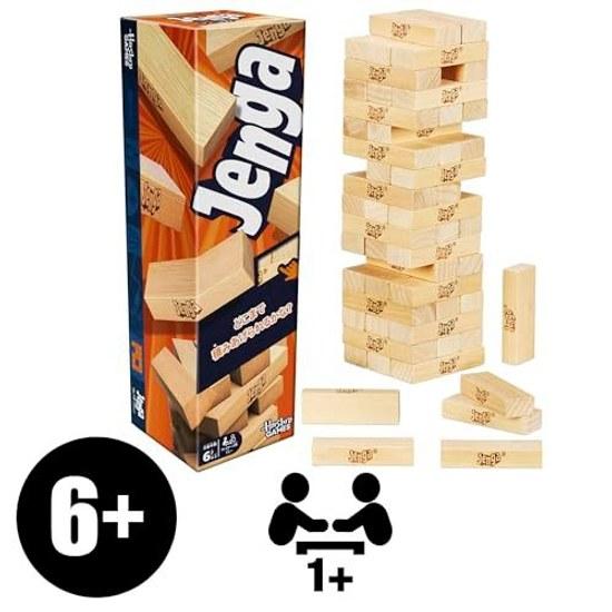 Hasbro Official Jenga (2025) Web App Various Ways Play Wooden Blocks Stacking Tower Party Game Ages 6 Up 1 Player G1499 Authentic Product