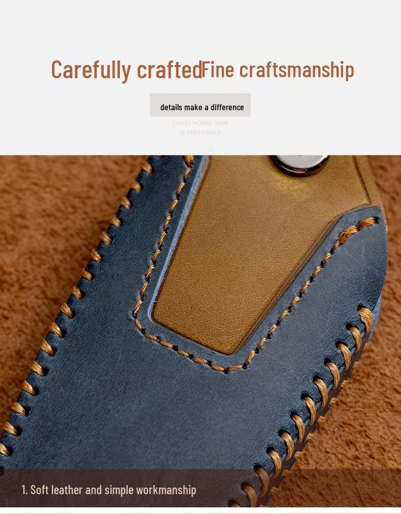 Ford Key Case for Focus, Mondeo, Kuga, Ecosport, Edge, Taurus - Genuine Leather with Buckle