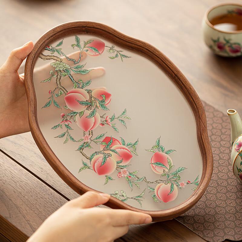 Shangqi Ruyi Nine Peaches Wooden Dry Tea Tray