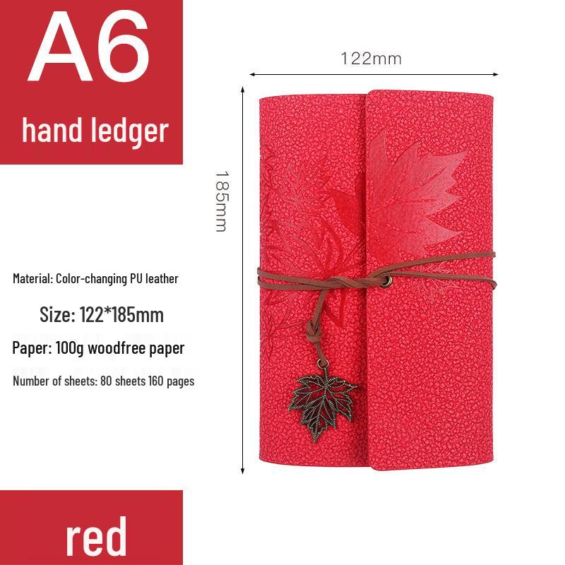 Retro Ribbon Tie Tri-fold Loose-leaf Notebook - Student Travel Notepad & Stamp Book