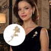 Durable Brooch Faux Pearl Rhinestone Rose Brooch, Retro Flower Lapel Pin Clip, Electroplated Sweater Cardigan Coat Suit Scarf Decor, Women Jewelry