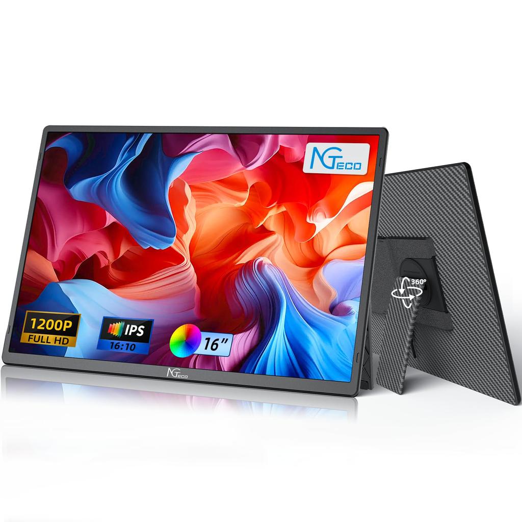 Mobile Monitor 16 Inch 1920 x 1200 Mobile Display Portable Monitor IPS LCD Panel Screen Thin and Lightweight USB Mini HDMI Compatible with Work from