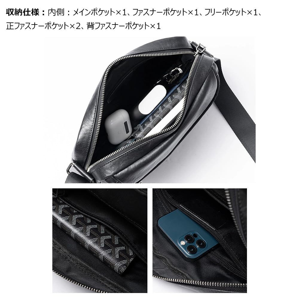 Whatna Antik-Stil Gebrämtes Natürliches Rindsleder Schultertasche für Herren, Crossbody Brusttasche mit Seitenfach für iPad (10,5 "), Große Umhängetasche
