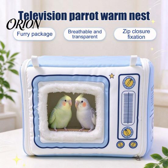 Hanging Bird House TV?Shaped Nest, Plush Warm Parrot Cave Bed, Winter Sleeping Tent Hut for Budgies Cockatiels Small Parrots Cage Decoration