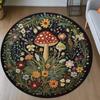 Round Black Carpet Dreamy Colored Mushroom Pattern Rug Living Room Bedroom Anti Slip Dirt Resistant Floor Mat Home Decoration