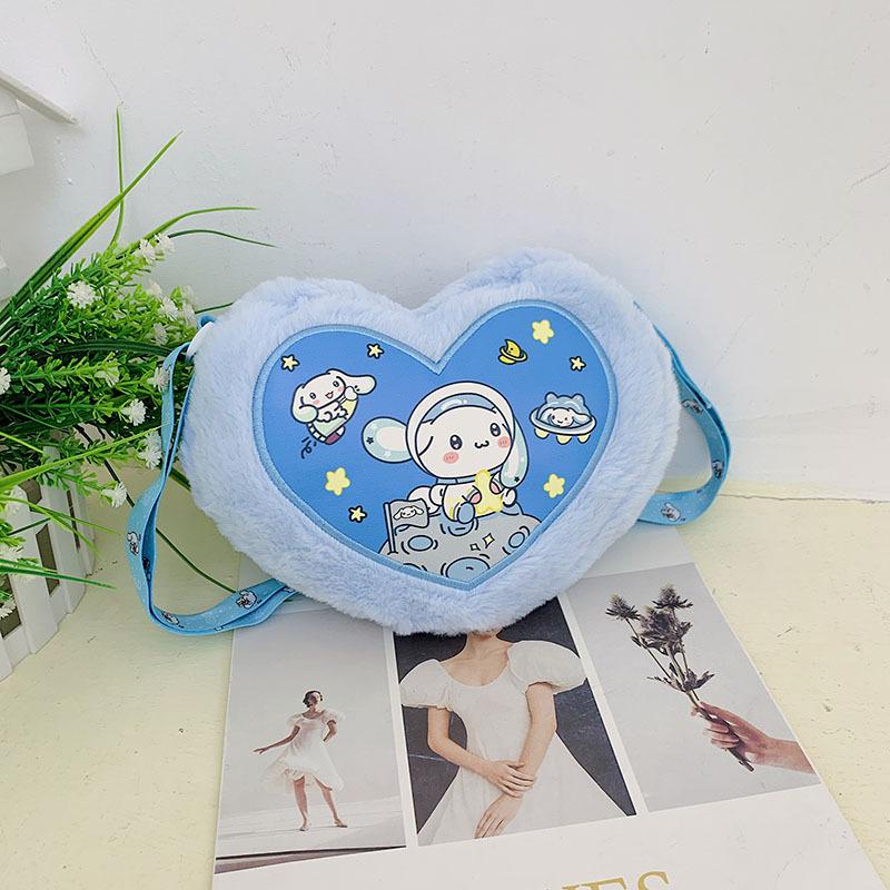 New cartoon plush satchel love sweet and cute change bag, girl heart shoulder messenger bag