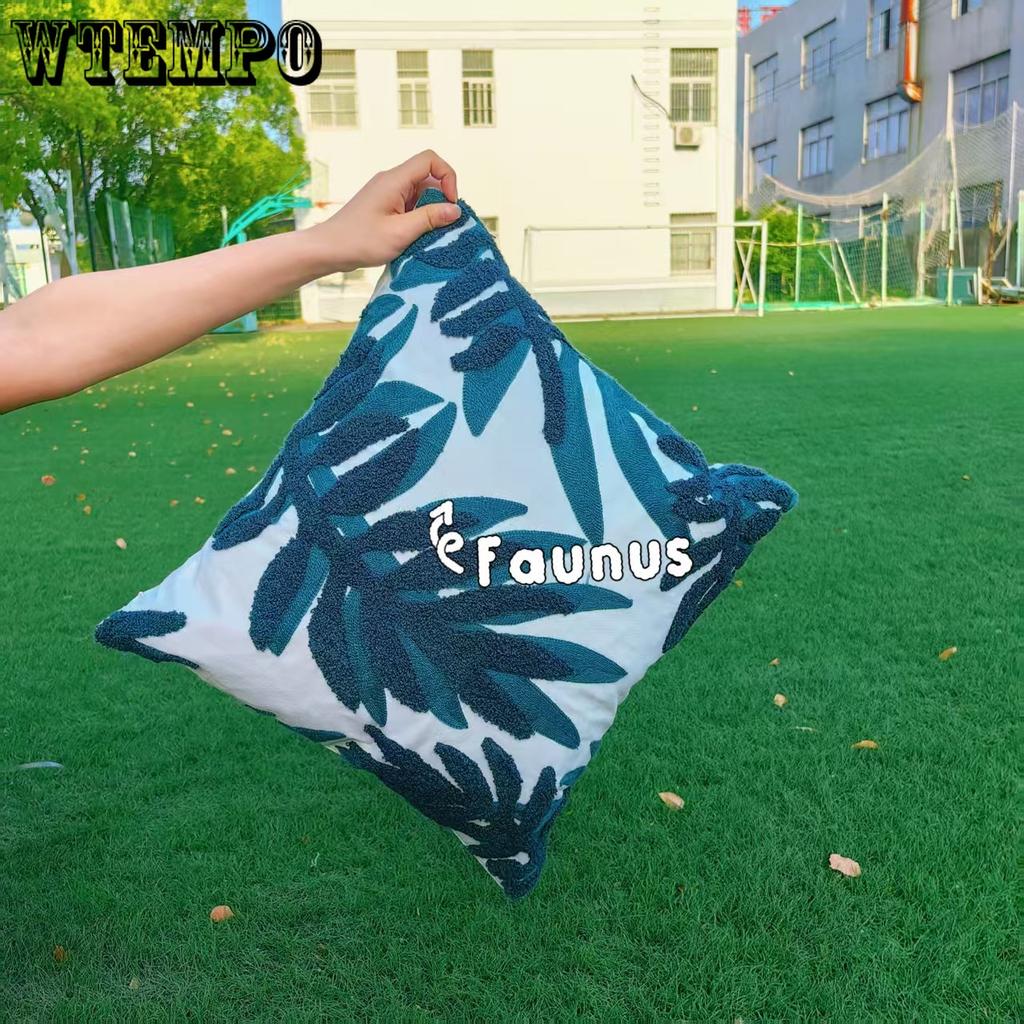 WTEMPO Green Leaf Sunflower Living Room Sofa Embroidery Cushion Throw Pillowcase