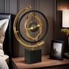 360-Degree Rotating Modern Abstract Metal Globe Sculpture with Rectangular Stand - Black & Golden Art Decor for Home or Office