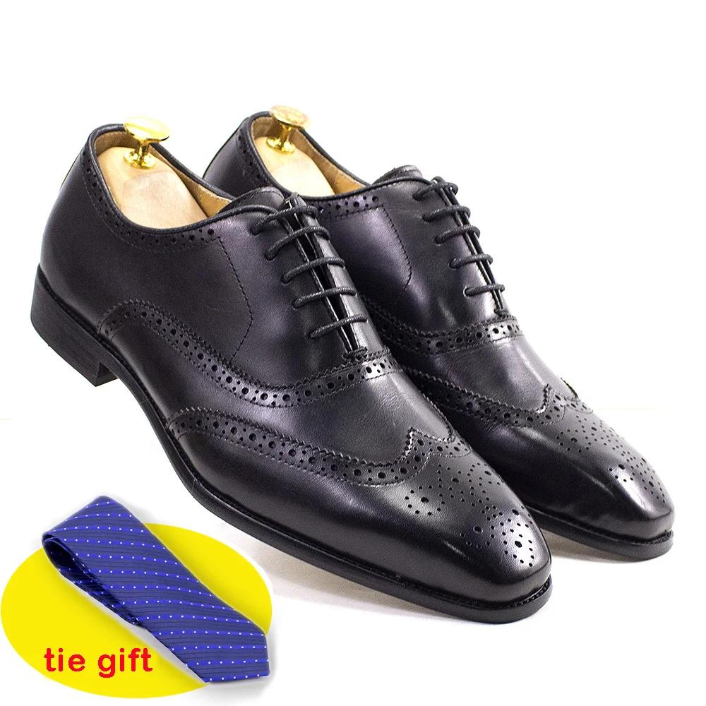 Fashion Luxury Italian Style Mens Dress Shoes Calfskin Genuine Leather Brogue Business Wedding Party Wingtip Formal Oxford Shoes for Men