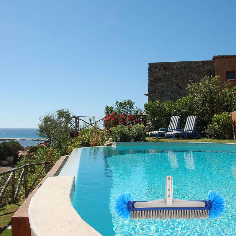 Aluminum Handle Swimming Pool Brush Head With Corner Cleaning Brush Semi-Spherical Bristles Pool Tile Scrubber Brush