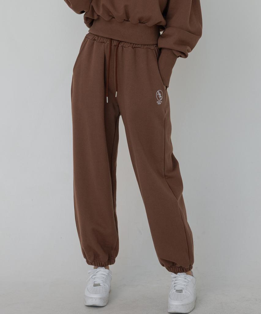 AWESOME STUDIO Women'S Signature Embroidered Sweat Jogger Pants Brown