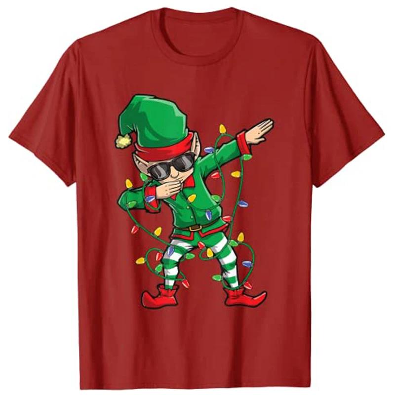 Dabbing Elf Squad Christmas Lights Sunglasses Boys Girls Kids T-Shirt