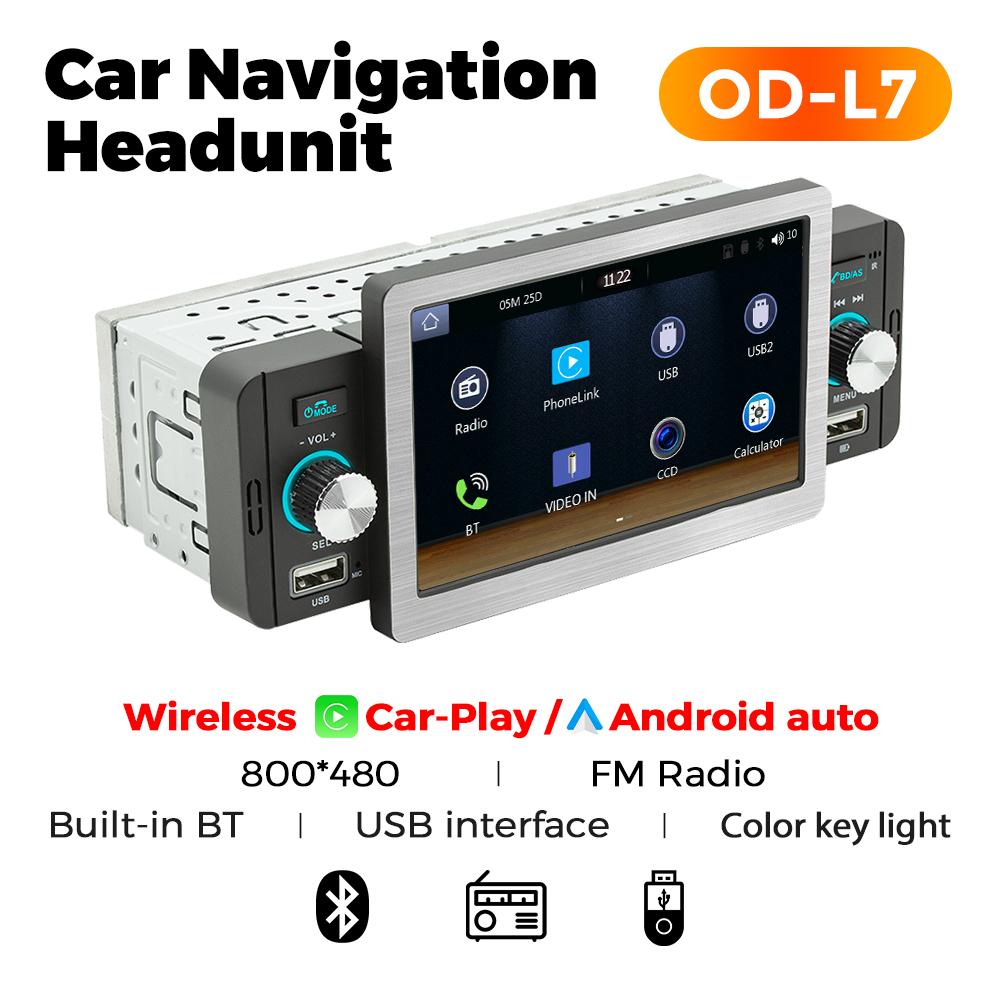 1Din 5inch Touch Screen Car Radio Multimedia Player Carplay Android Auto Display Navigation Mirrorlink  MP5 Rear View Camera