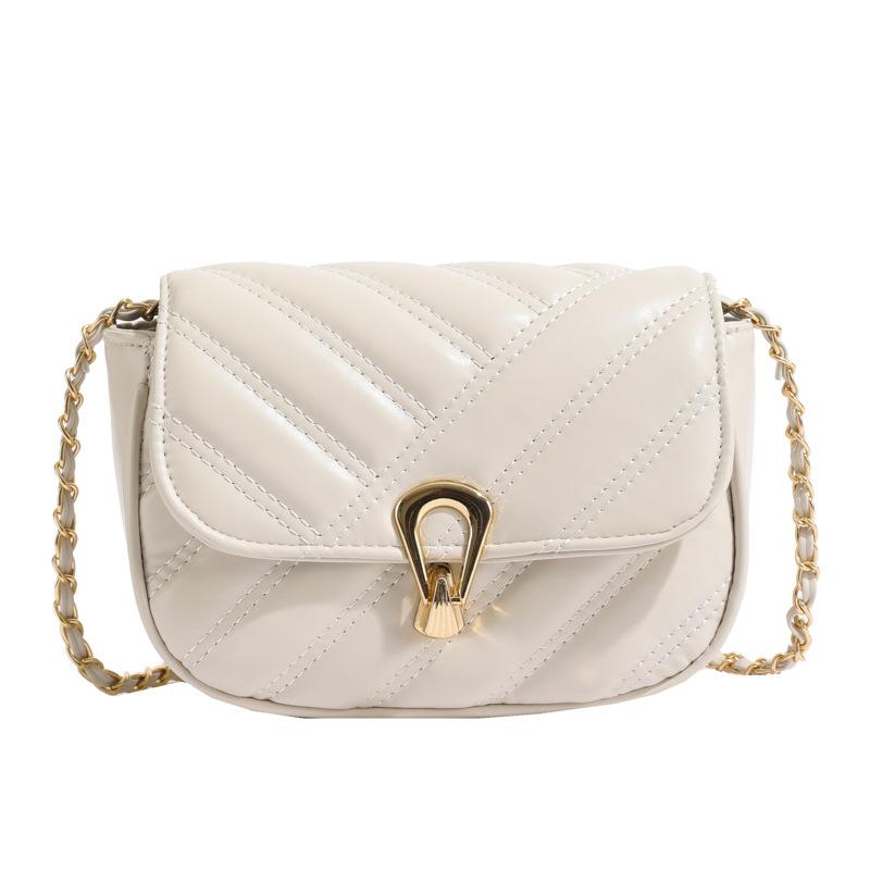2025 lock new diamond chain casual embroidery thread small gold ball single shoulder crossbody small square women's bag