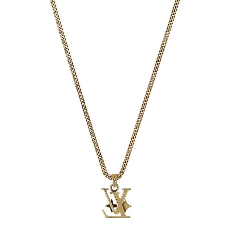 Louis Vuitton Diseño de Combinación de Letras Collar de Metal Collar para Hombre Dorado M03779