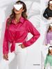 European & American Women's Long Sleeve Satin-Cotton Shirt - Solid Color, Spring & Autumn Bestseller