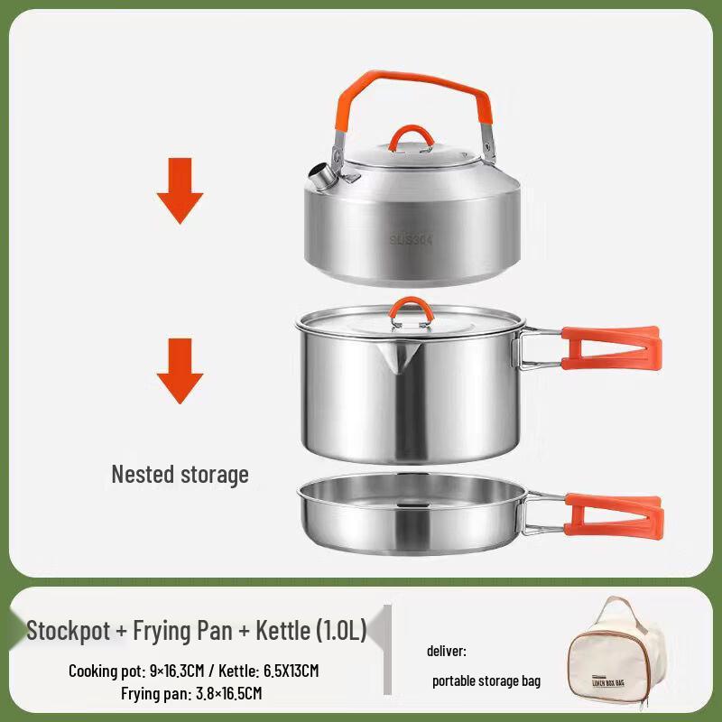 Tiejining Outdoor Stainless Steel Kettle & Cook Pot Set