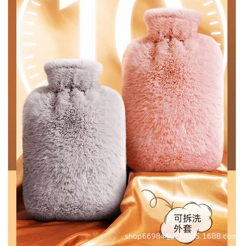 Rabbit Fur Explosion-Proof PVC Hot Water Bottle - Winter Warm Fillable Hand Warmer