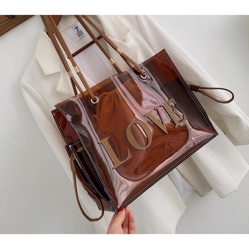 IELGY Transparent fashion portable mother bag shoulder bucket handbag