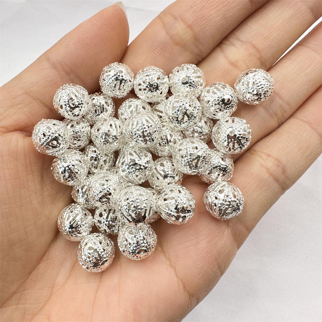 Space Loose Beads For DIY Neckalce Beacelet Hollow Charms Bead Silver Gold Plated 4-12mm