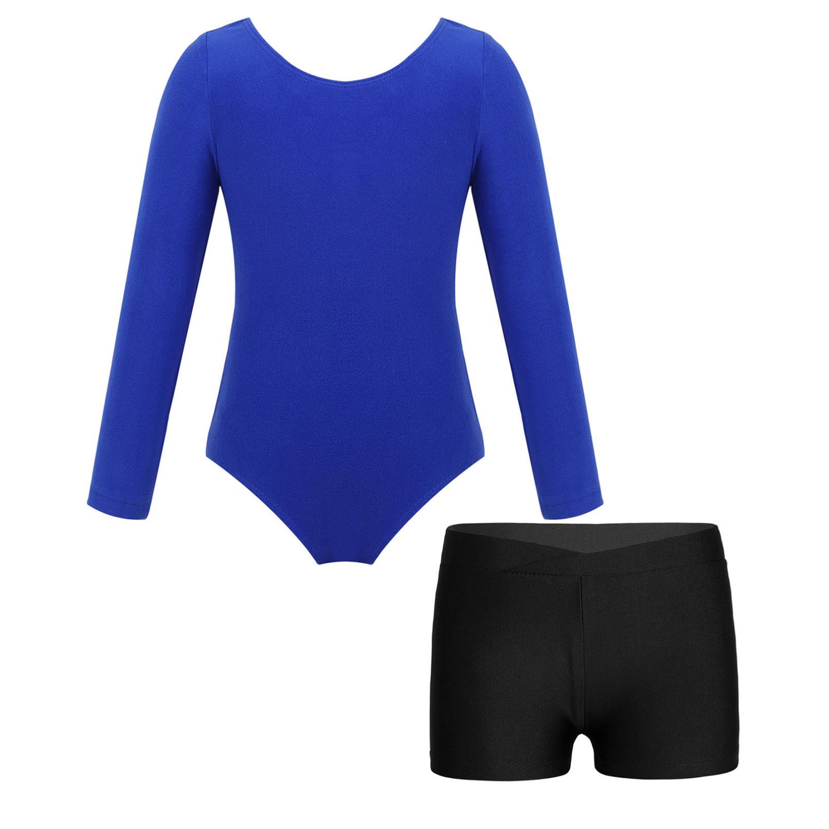 

Дитяче балетне трико з довгим рукавом і шортами для гімнастики та танцювального одягу для тренувань 9-10 Years чорний/королівський синій колір