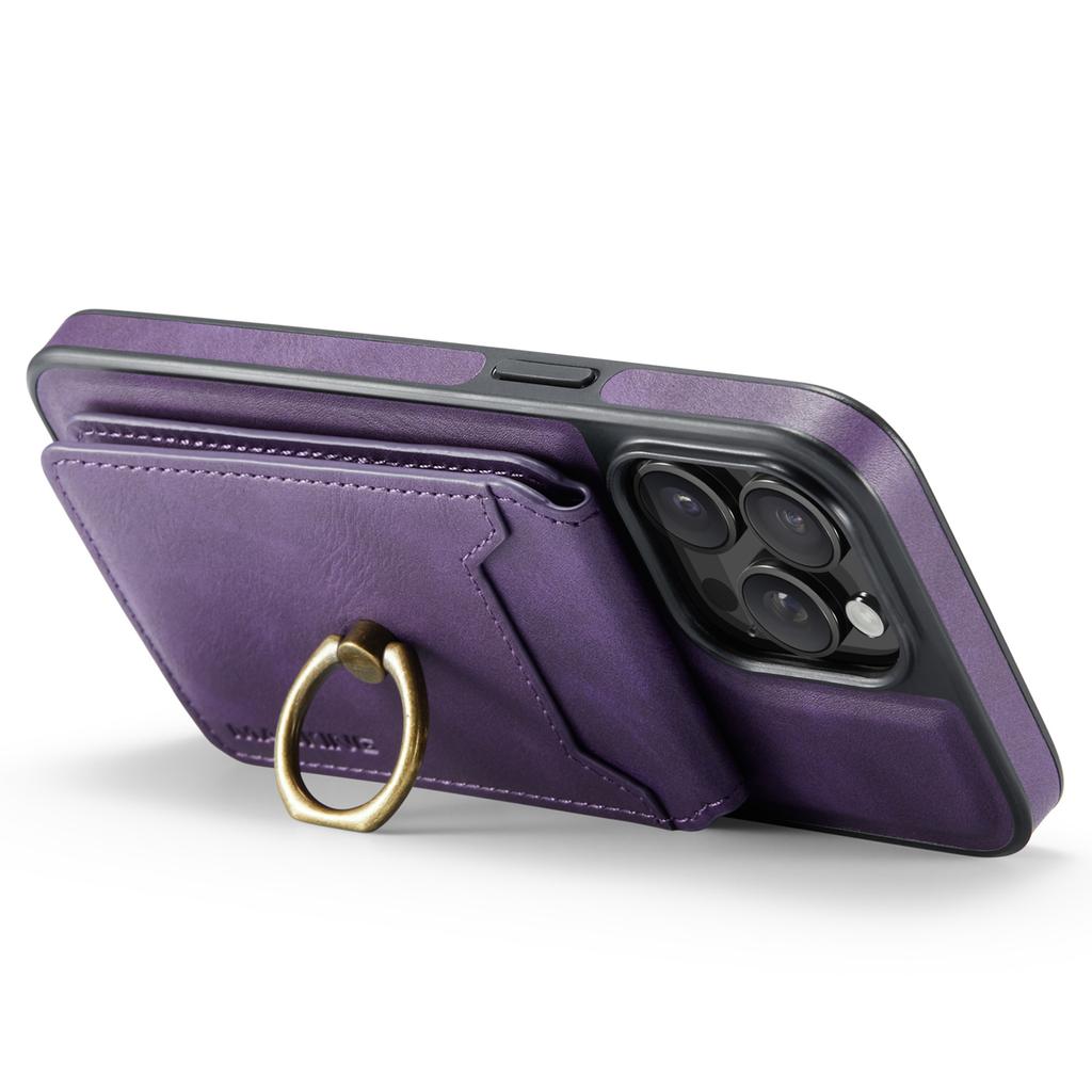 MAGKING K1 Series For iPhone 14 Pro Magnetic Case PC+TPU+PU Phone Cover with Card Holder Kickstand