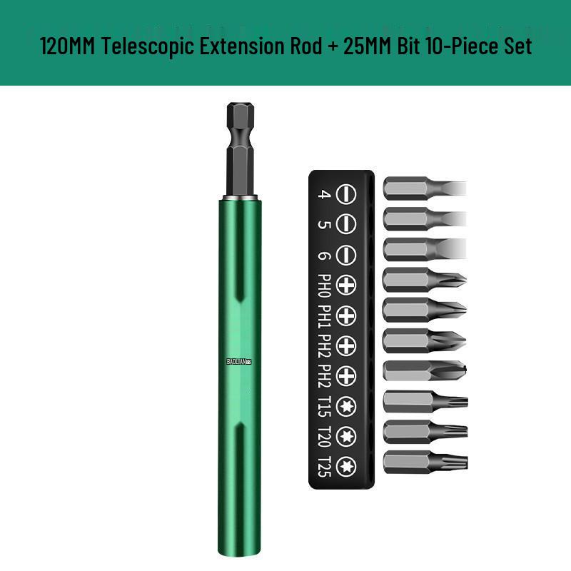 Telescopic Magnetic Bit Positioning Screwdriver with Hex Shank and Extended Socket Rod