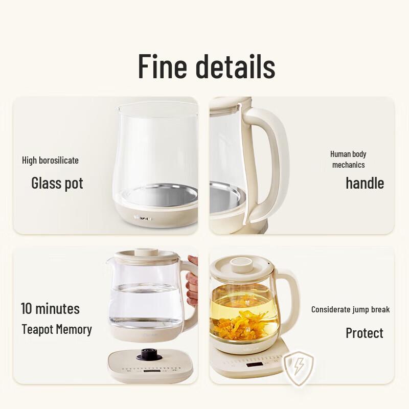Bear 1.5L Multi-function Glass Wellness Kettle CN plug (adapter included)