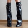 2026 Women Chunky High Boots Pointed Toe Shoes Sexy Lady Dress Gladiator Autumn New Trend Retro Fad Woman Boots Goth Botas Mujer