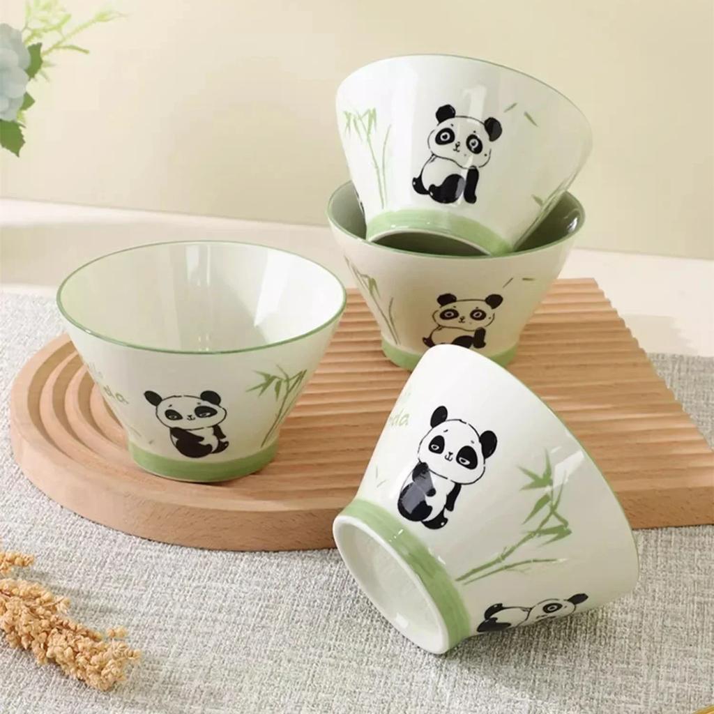 Ceramic Tableware Combination Set Lovely Cartoon Panda Children Plate Bowl Spoon Porcelain Restaurant Noodle Bowl Steak Plate