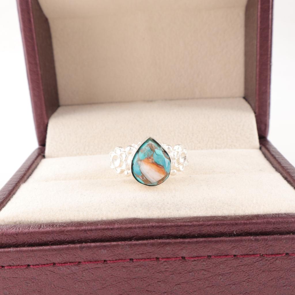 Spiny Oyster Turquoise Gemstone 925 Solid Silver Jewelry Handmade Designer Ring RR-59-44