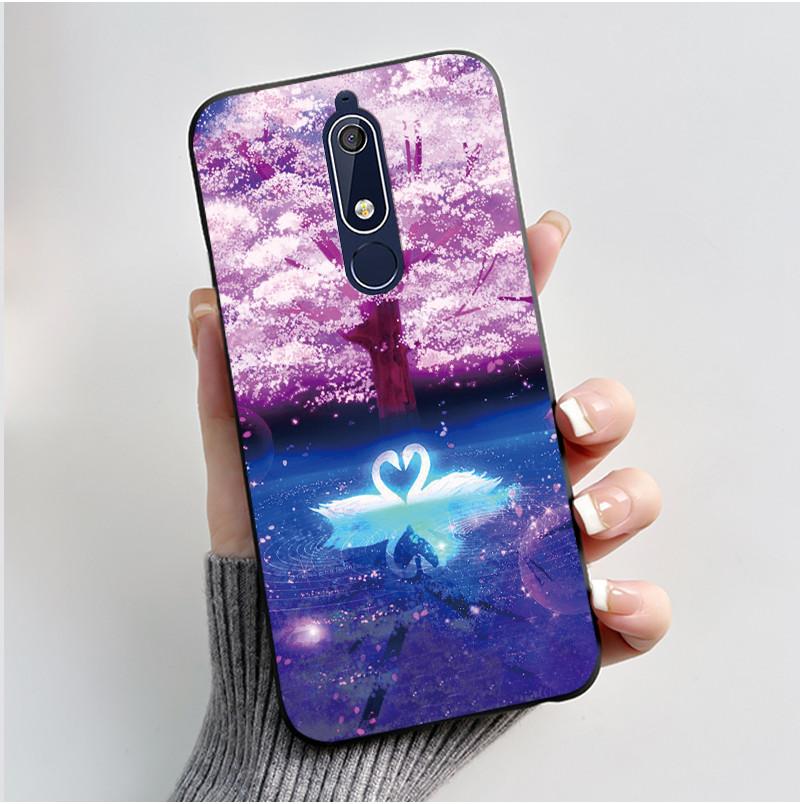 Soft TPU Casing Case For Nokia 5.1 Back Cover Nokia 5.1 Plus X5 Aesthetic Fashion Cute Cat Shockproof Black Silicone Phone Case