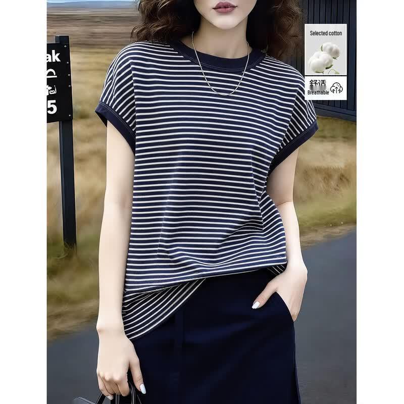 Demana Women s Striped Cotton Blend T-shirt S