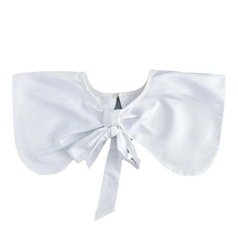Girls Bowknots Lapel Fake Collar Shawl for Women's Shoulder Wraps White Shawl Sweater Wrap Detachable False Collar