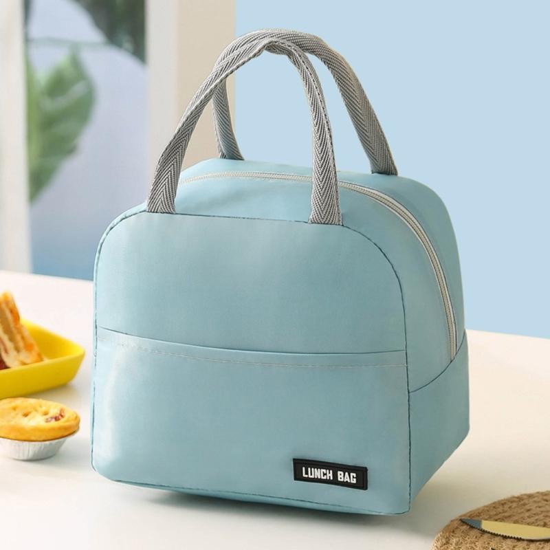 Stylish Insulated Lunch Bag Solid Color Casual Lunch Box Cooling Handbag for School Office or Outdoor Adventures