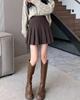 High-Waisted Woolen Pleated Grey Skirt - Autumn/Winter School Style JK Uniform Skirt