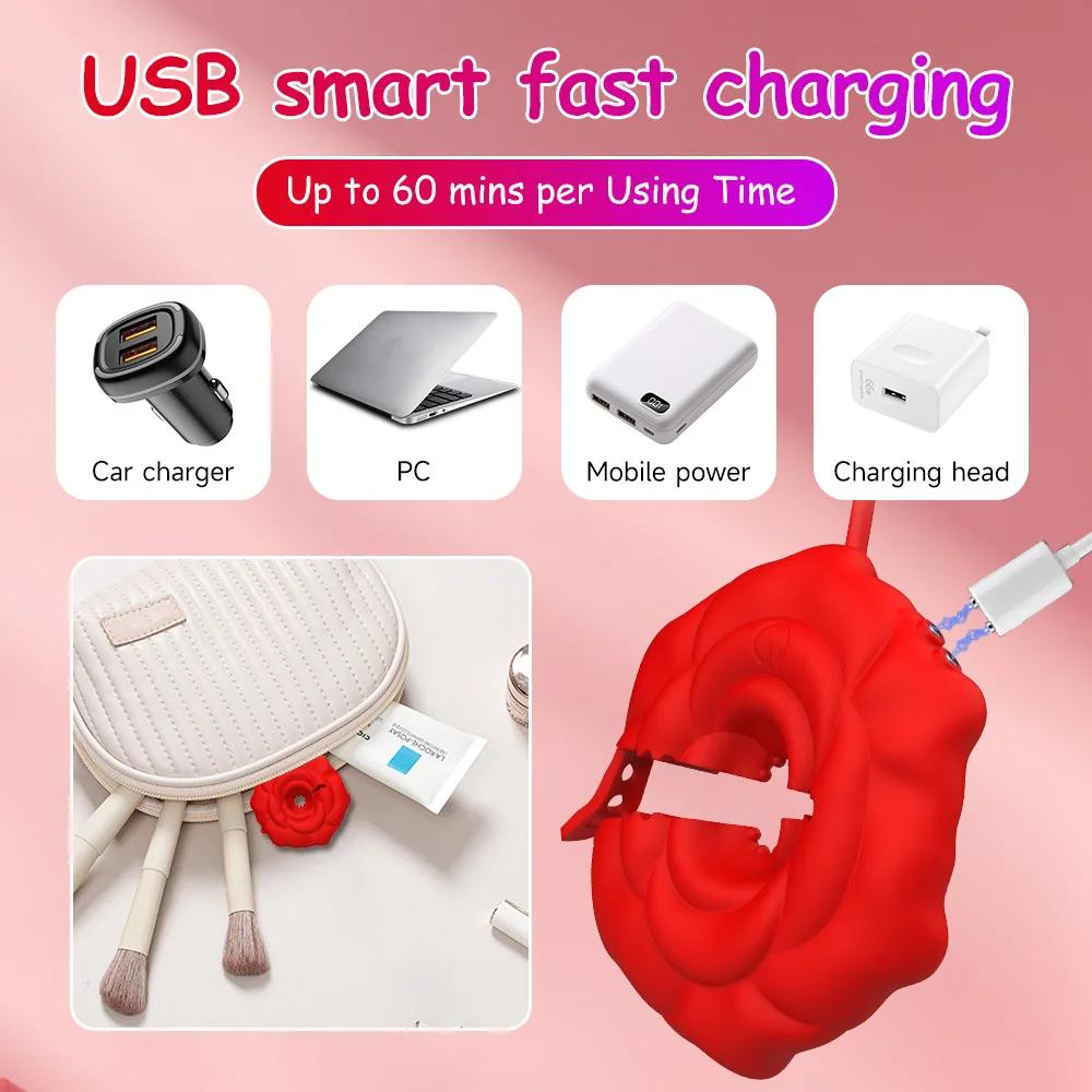 Vibrating Nipple Clamps Vibrator Rose Breast Massager Adult Sex Toys for Woman App Remote Control Adjustable Nipple Stimulation