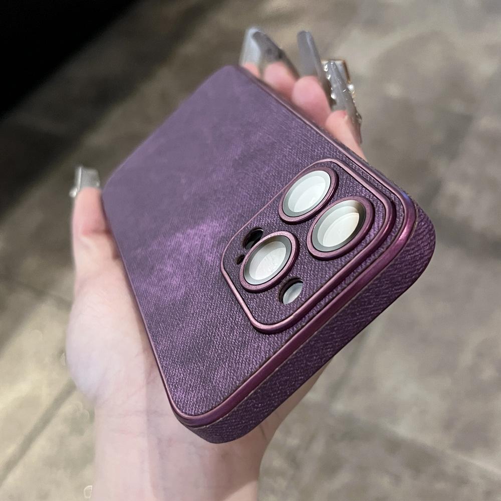 

Джинсовый кожаный узор Подходит для чехла для мобильного телефона IPhone16promax Apple 15 Полное ощущение кожи Противоударный защитный чехол для мужчин и женщин iPhone12promax